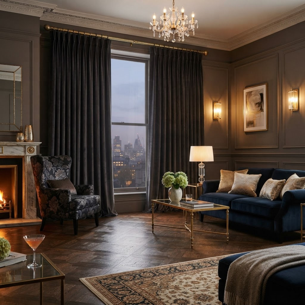 Custom Drapery — Floor-to-ceiling drama, hotel-suite luxury.