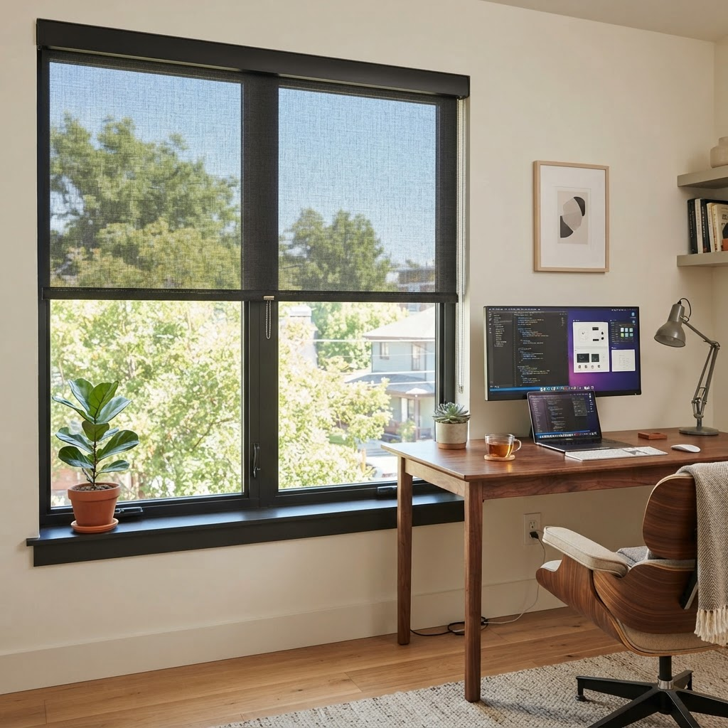 Solar Screen Shades — Kills glare and UV while keeping your view.